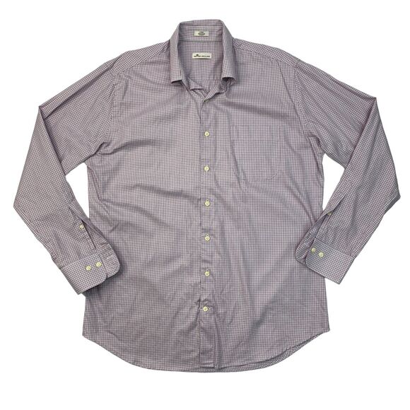 Peter Millar Shirt Mens L Large Gingham Check Button Up Long Sleeve Cotton Dress - Picture 1 of 10